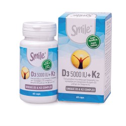 Smile D3 5000IU + K2 100μg 60 Caps - απαραίτητες βιταμίνες για τα οστά !